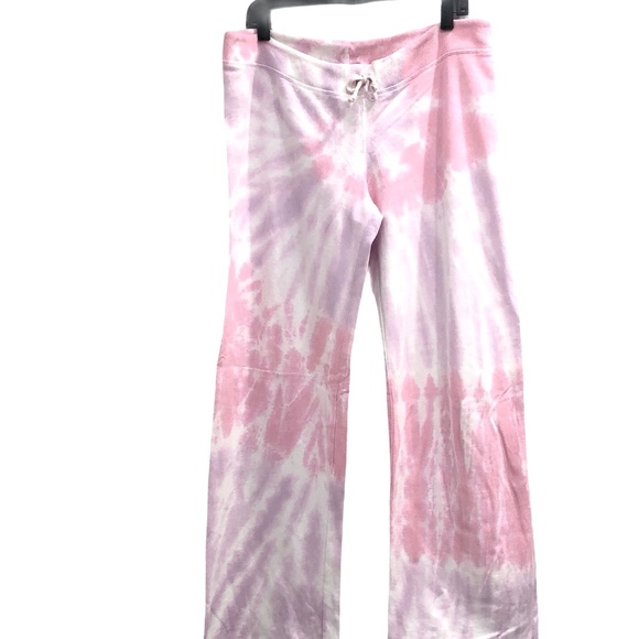 CHEWY PINK/PURPLE/WHITE TIE DYE WIDE LEG LOUNGE PANTS SIZE LARGE - Picture 4 of 11